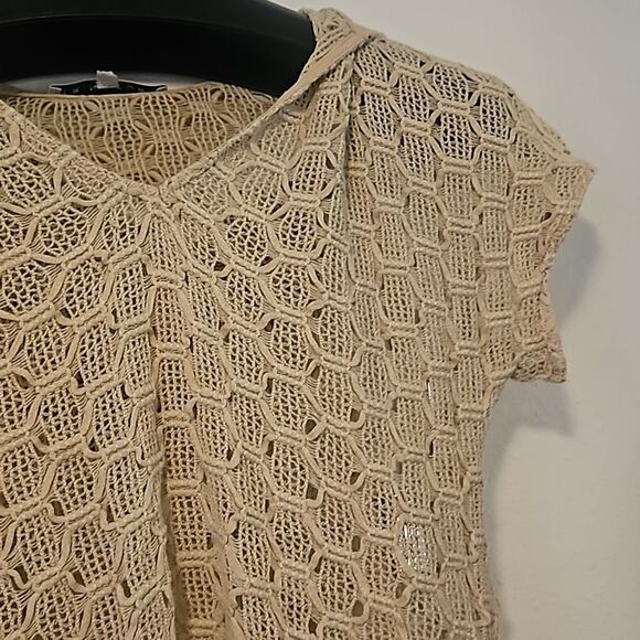 Trina Turk tan crochet  hoodie S - Picture 3 of 6